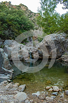 Waterfall in the Gorges d\'Héric in the Hérault department of France