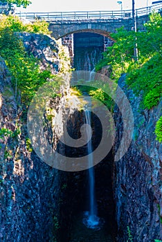 Waterfall at gota alv river in Swedish town Trollhattan