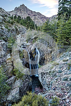 Waterfall on GR20 trail at Paglia Orba in Corsica photo