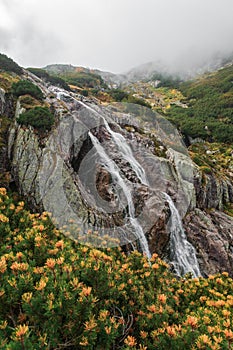 Waterfall Great Siklawa Wielka Siklawa in Tatra Mountains. Poland