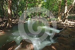 Waterfall green forest river stream landscape ,Waterfall hidden in the tropical jungle at National Park,Thailand