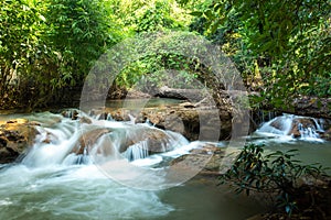 Waterfall green forest river stream landscape ,Waterfall hidden in the tropical jungle at National Park,Thailand