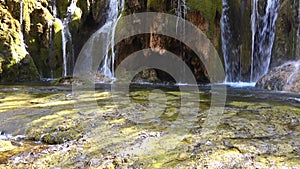 Waterfall with green moss in jiuzhaigou