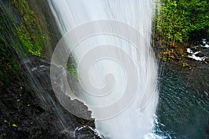 Waterfall in the green tropic forest. Water in the jungle. La Paz Waterfall gardens, with green tropical forest, Central Valley