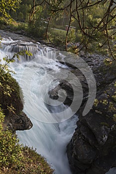 Waterfall Gudbrandsjuvet canyon in Valldal, Norway