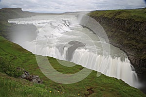 Waterfall Gullfoss, famous landmark in Iceland