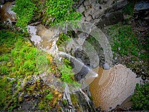 Waterfall in haridwar india. Waterfalls in india. Aerial view of a waterfall photo