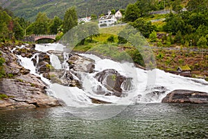 Waterfall in Hellesylt, Geiranger fjord, Norway