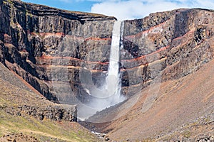 The waterfall Hengifoss in eastern Iceland