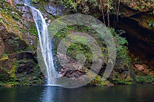 Waterfall hidden in the tropical jungle in the heart of Bolivia