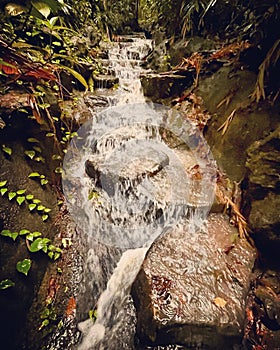 Waterfall at a hillside park