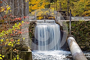 Waterfall At A Historic Mill In Ontario, Canada