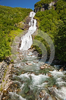 Waterfall Hjellefossen near Ardal, Norway