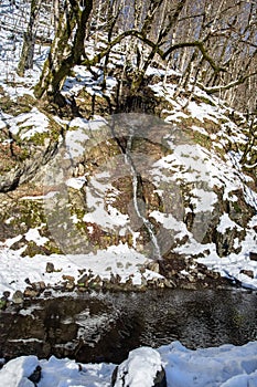 Waterfall `Hope` in Rosa Khutor ski resort, Russia