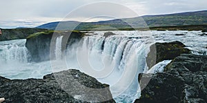 Waterfall Iceland river landscape water cliffs