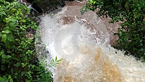 Waterfall in Iguazu Falls view from above.