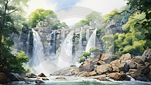 Waterfall Of India A Stunning Watercolor Illustration Inspired By Makoto Shinkai