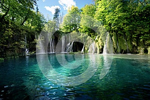 Waterfall inforest, Plitvice