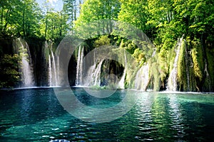 Waterfall inforest, Plitvice