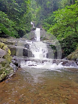 waterfall with its constituent stone levels photo