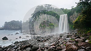 Waterfall in Jeju Island, South Korea