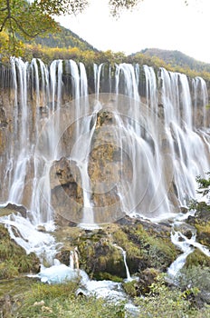 Waterfall in Jiuzhaigou National Park located in the north of Sichuan Province in the southwestern region of China.