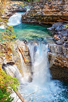 Waterfall at Johnston Canyon in Banff National Park