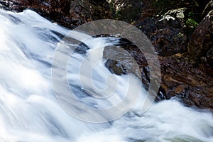 Waterfall in jungle. Sinharaja rainforest, Sri Lanka