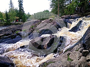 Waterfall in a Karelian pinewood