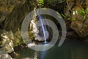 Waterfall Kefalogourna in Theologos, Thassos, Greece