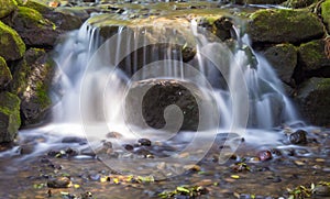 Waterfall at Kenrokuen gardens. Kanazawa, Ishikawa Prefecture, Western Japan