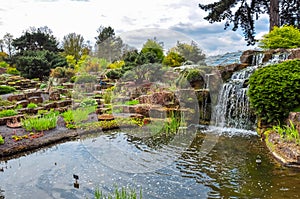 Waterfall in Kew botanical gardens, London, UK