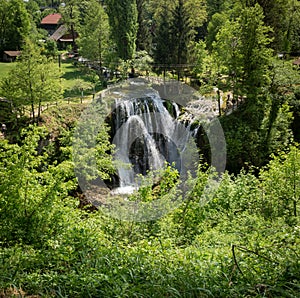 Waterfall on Korana river in village of Rastoke. Near Slunj in Croatia.