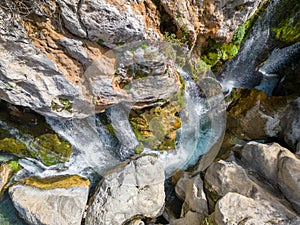 Waterfall in the Kourtaliotiko Gorge on the island of Crete in Greece