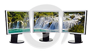 Waterfall KRKA (Croatia) in computer screens