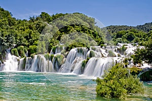Waterfall in Krka national park Croatia