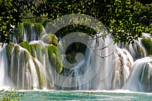Waterfall in Krka national park in Croatia photo