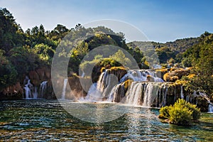 Waterfall on Krka river in Croatia