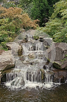 Waterfall at Kyoto gardens in Holland park London photo