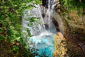 Waterfall of La Cueva in Ordesa National Park in Aragon, Spain. photo