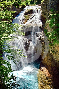 Waterfall of La Cueva in Ordesa National Park in Aragon, Spain. photo