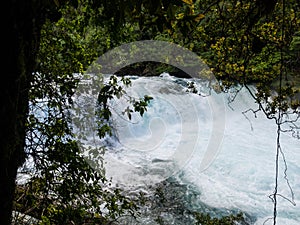 Waterfall of La Leona, in Huilo Huilo Biological Reserve, Los RÃ­os Region, southern Chile