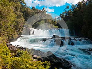 Waterfall of La Leona, in Huilo Huilo Biological Reserve, Los RÃ­os Region, southern Chile