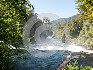 Waterfall of La Leona, in Huilo Huilo Biological Reserve, Los RÃ­os Region, southern Chile