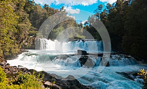 Waterfall of La Leona, in Huilo Huilo Biological Reserve, Los RÃ­os Region, southern Chile