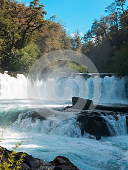 Waterfall of La Leona, in Huilo Huilo Biological Reserve, Los RÃ­os Region, southern Chile