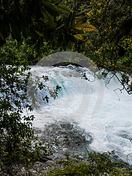 Waterfall of La Leona, in Huilo Huilo Biological Reserve, Los RÃ­os Region, southern Chile