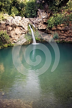 Waterfall on lake