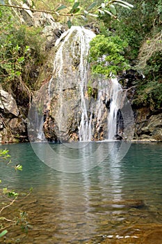 Waterfall and lake