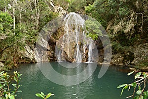 Waterfall and lake